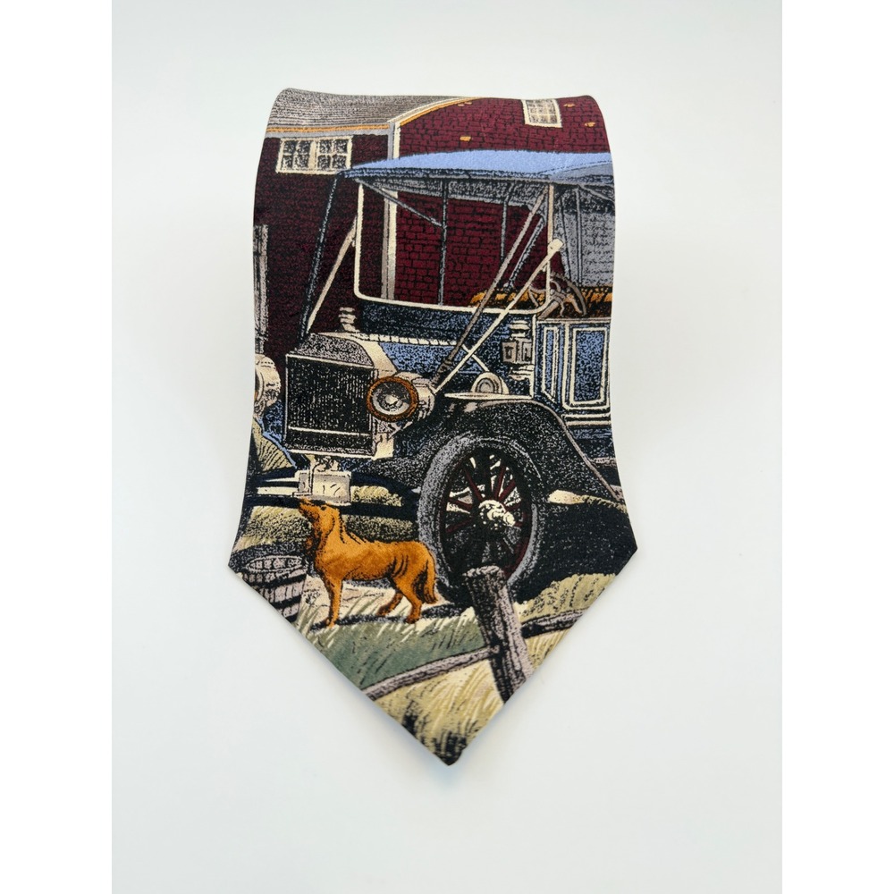 Tango by Max Raab Americana Series Model T-Ford Silk Tie Mens Vintage Car Barn